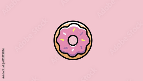 A Delicious Pink Frosted Donut with Sprinkles on a Light Pink Background