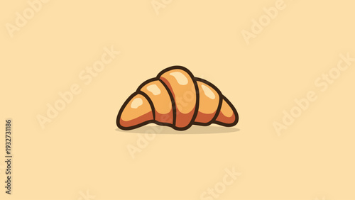 Delicious golden croissant flat icon design showcasing a simple, baked pastry pattern. Perfect for breakfast menus and bakery branding