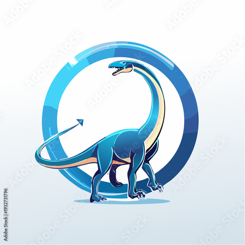Majestic 3D vector esports logo featuring a towering Brachiosaurus silhouette