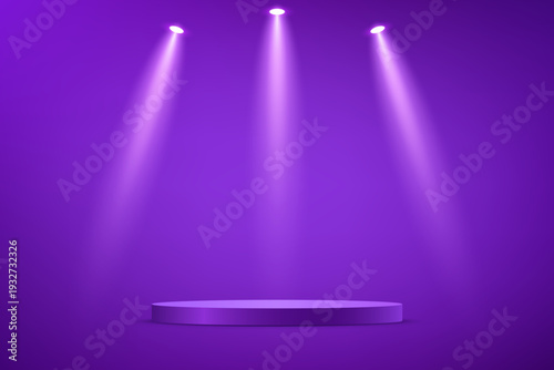 Purple background vector 3d with podium Space for selling products on the website. Abstract wallpaper design with copy space to display your products. Vector illustration.