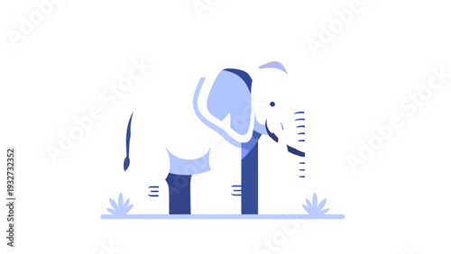 Cartoon Elephant Illustration with Simple Design.