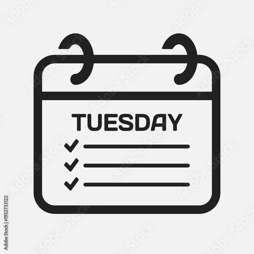 Page calendar day Tuesday, to-do list, checklist
