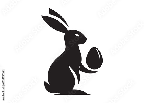 easter bunny egg logo silhouette vector, easter eggs silhouette vector illustration, easter bunny silhouette  egg logo, animals easter bunny with egg logo silhouette design on white background
