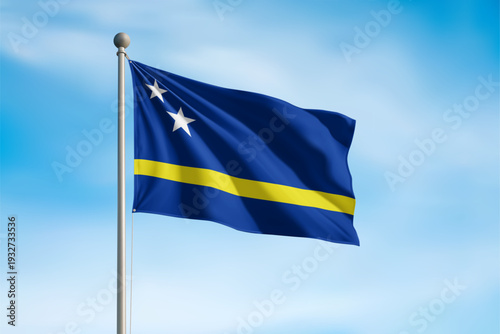 Curacao National Flag Waving In Wind