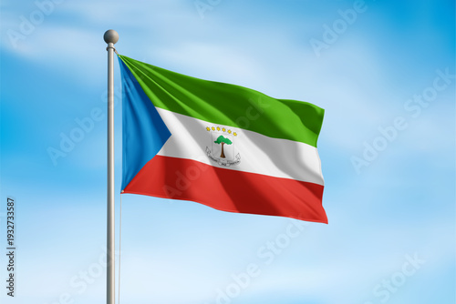 Equatorial Guinea National Flag Waving In Wind