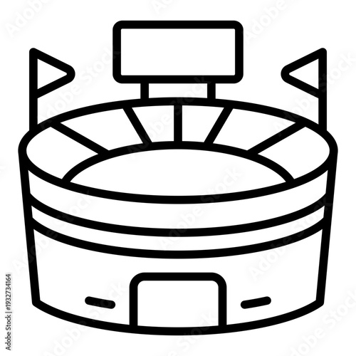 Football Stadium Outline Icon – Soccer Sport Line Vector for Match, Tournament & Sports UI