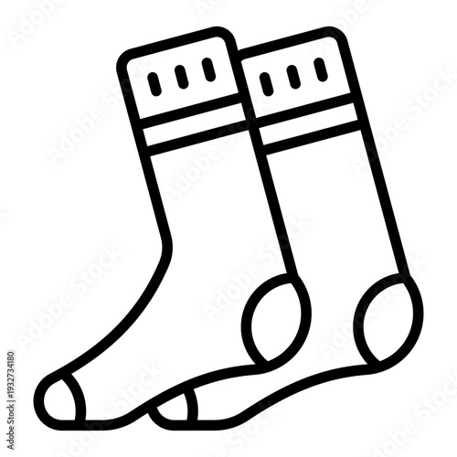 Football Socks Outline Icon – Soccer Sport Line Vector for Match, Tournament & Sports UI