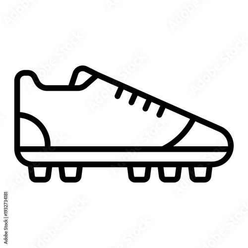 Football Shoe Outline Icon – Soccer Sport Line Vector for Match, Tournament & Sports UI