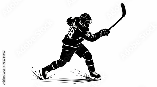 Dynamic Ice Hockey Vector Silhouettes and Illustrations | Black and White Hockey Vector Players, Goalie, Skating, Shooting, Celebrating, Victory Emblem, Sports Clipart Design Assets