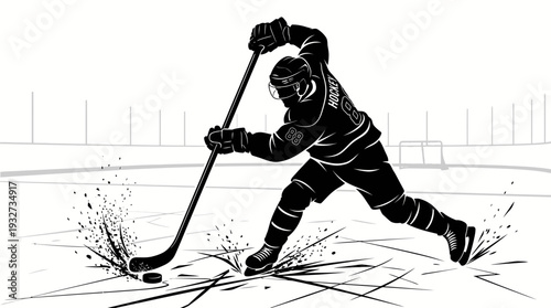 Dynamic Ice Hockey Vector Silhouettes and Illustrations | Black and White Hockey Vector Players, Goalie, Skating, Shooting, Celebrating, Victory Emblem, Sports Clipart Design Assets