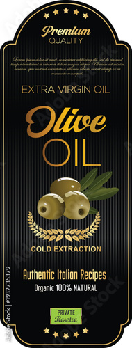 Premium quality extra virgin olive oil label