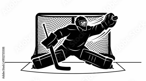 Dynamic Ice Hockey Vector Silhouettes and Illustrations | Black and White Hockey Vector Players, Goalie, Skating, Shooting, Celebrating, Victory Emblem, Sports Clipart Design Assets