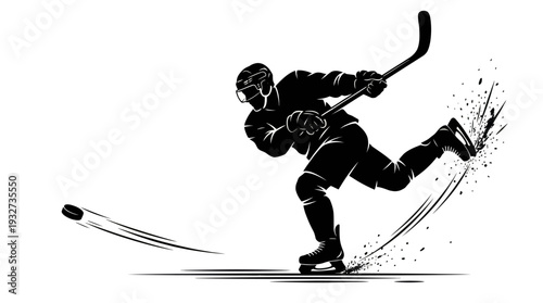 Dynamic Ice Hockey Vector Silhouettes and Illustrations | Black and White Hockey Vector Players, Goalie, Skating, Shooting, Celebrating, Victory Emblem, Sports Clipart Design Assets