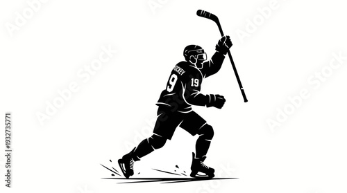 Dynamic Ice Hockey Vector Silhouettes and Illustrations | Black and White Hockey Vector Players, Goalie, Skating, Shooting, Celebrating, Victory Emblem, Sports Clipart Design Assets