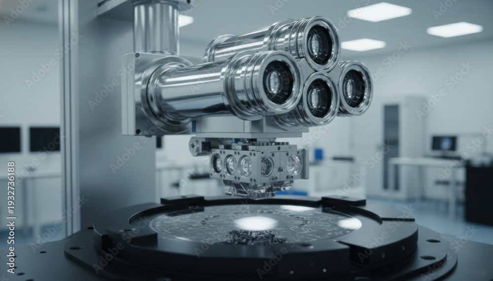 Fototapeta premium Advanced Gleaming Optical Inspection Lens System for Precision Industrial Quality Control
