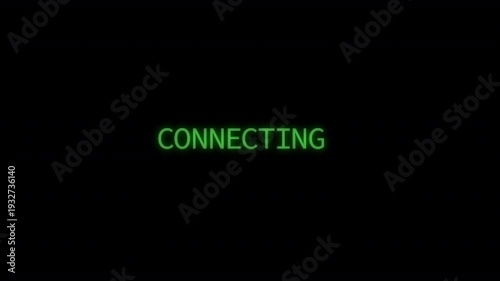 connecting text with a retro computer screen style on a transparent background. motion text 4k video with alpha channel