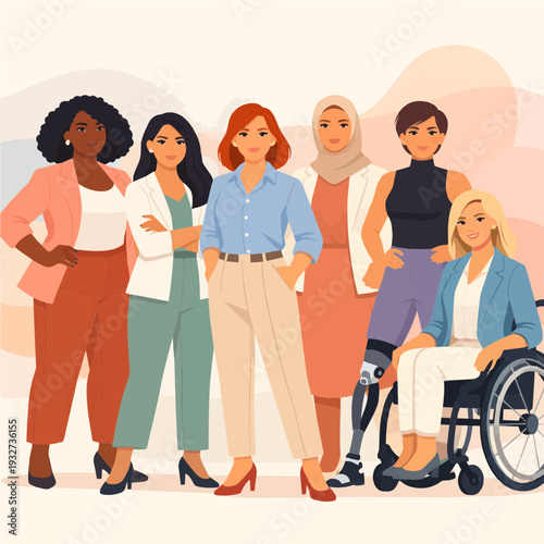 Inclusive Group of Women Celebrating International Women's Day with Disability Representation