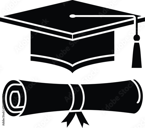 Graduation icon with cap and diploma