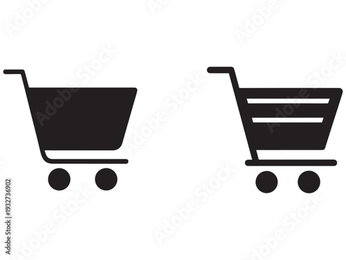 Shopping cart icons in black color on white background