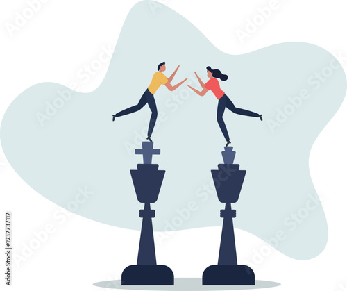 Negotiation strategy, win-win situation, partnership instead of confrontation in competition, merger or agreement concept.person's life situation and his activities.