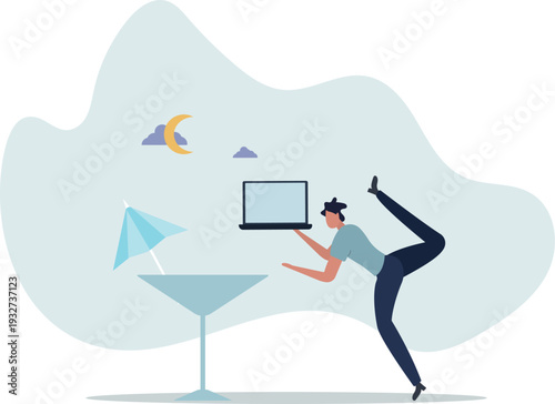 Work anywhere anytime, hybrid work or flexible hour for employee choice to choose where and when to work concept.person's life situation and his activities.