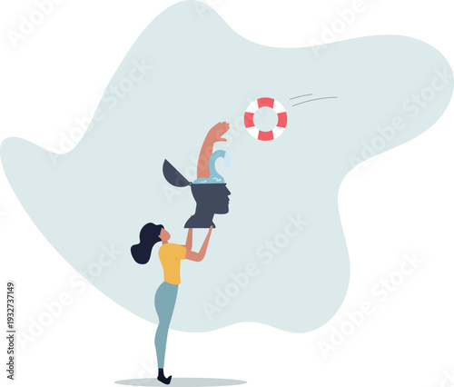 Mental illness therapy or help, depression or anxiety disorder rescue, psychology or stressed healing concept.person's life situation and his activities.