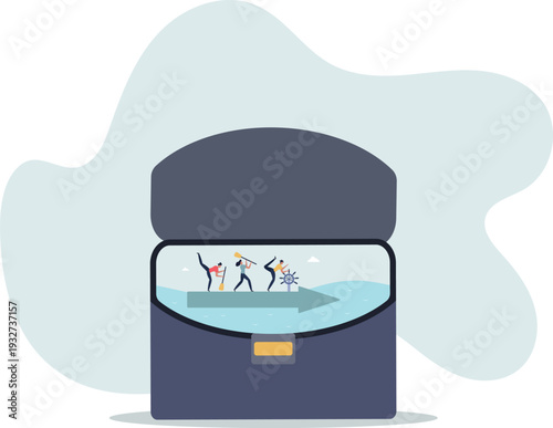 Leadership to lead team to the right direction, employee teamwork to help success, manager to motivate team or company to move forward concept.person's life situation and his activities.