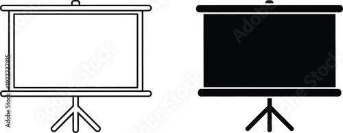 Projector screen diagrams showing front and back views