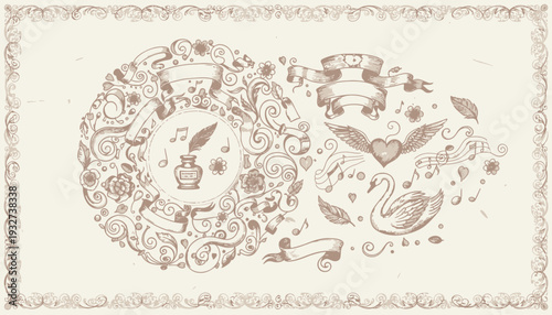 A group of cherubs flying together.