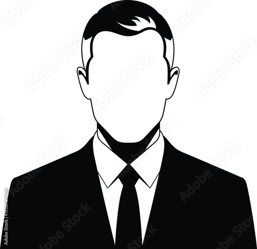 A faceless man in a business suit and tie