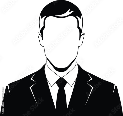 A faceless man in a business suit and tie standing alone