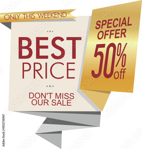 A best price sale sign with a special offer