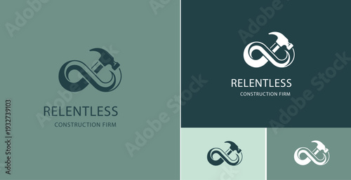 Infinity Hammer Construction Logo Design for Relentless Building Firm Branding