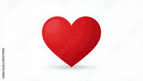 Free Download Red Heart Icon with Soft Shadow and Glossy Finish on White Background for Love, Affection, or Favorite Use in Digital Design Projects - GFXLoad
