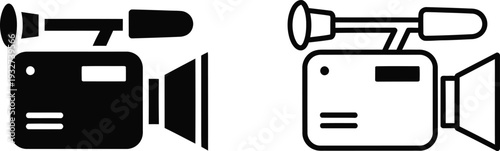 Two black and white video camera icons side by side