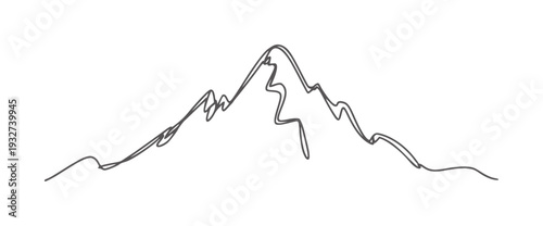 Minimalist black and white line of a mountain peak