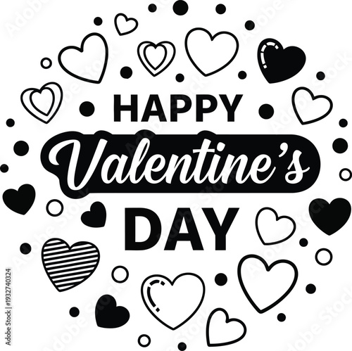 Happy valentine's day greeting card with hearts and text