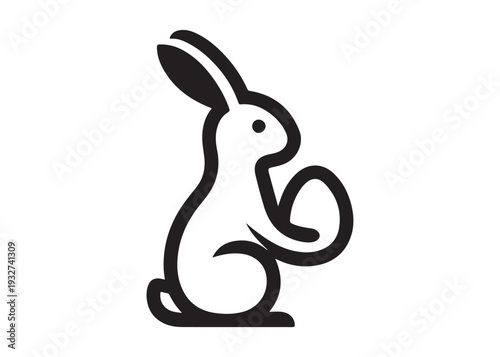 easter bunny egg logo silhouette vector, easter eggs silhouette vector illustration, easter bunny silhouette  egg logo, animals easter bunny with egg logo silhouette design on white background