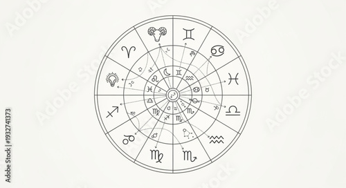 Astrological Chart Depicting Zodiac Signs and Celestial Positions.