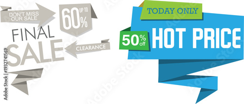 A blue and green banner with a hot price sale