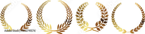 A row of gold laurel wreaths on a white background