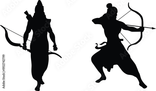 Ram Navami black silhouette elements rama with bow