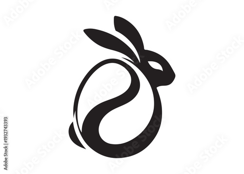 easter bunny egg logo silhouette vector, easter eggs silhouette vector illustration, easter bunny silhouette  egg logo, animals easter bunny with egg logo silhouette design on white background