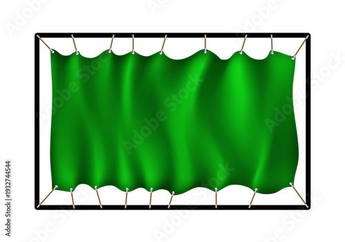 Flag of Lybya. Realistig banner on ropes isolated on white background. Vector illustration