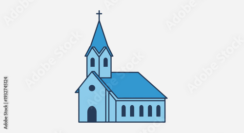 Simple Church Icon Flat Illustration