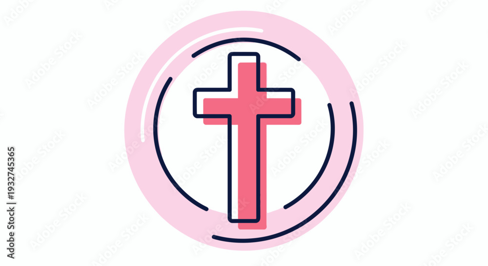 Obraz premium Cross with Soft Circle Background Vector Flat Illustration