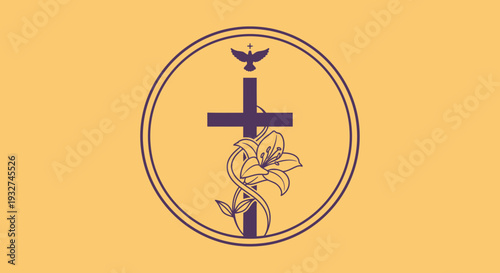 Christian Easter Symbol Badge Flat Illustration