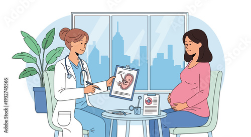 Doctor Consults Pregnant Woman on Fetal Development and Health