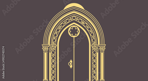 Church Arch Doorway Flat Illustration