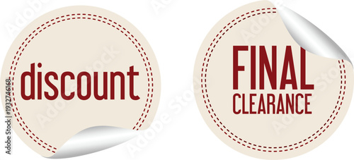 Discount and final clearance stickers for promotional sale